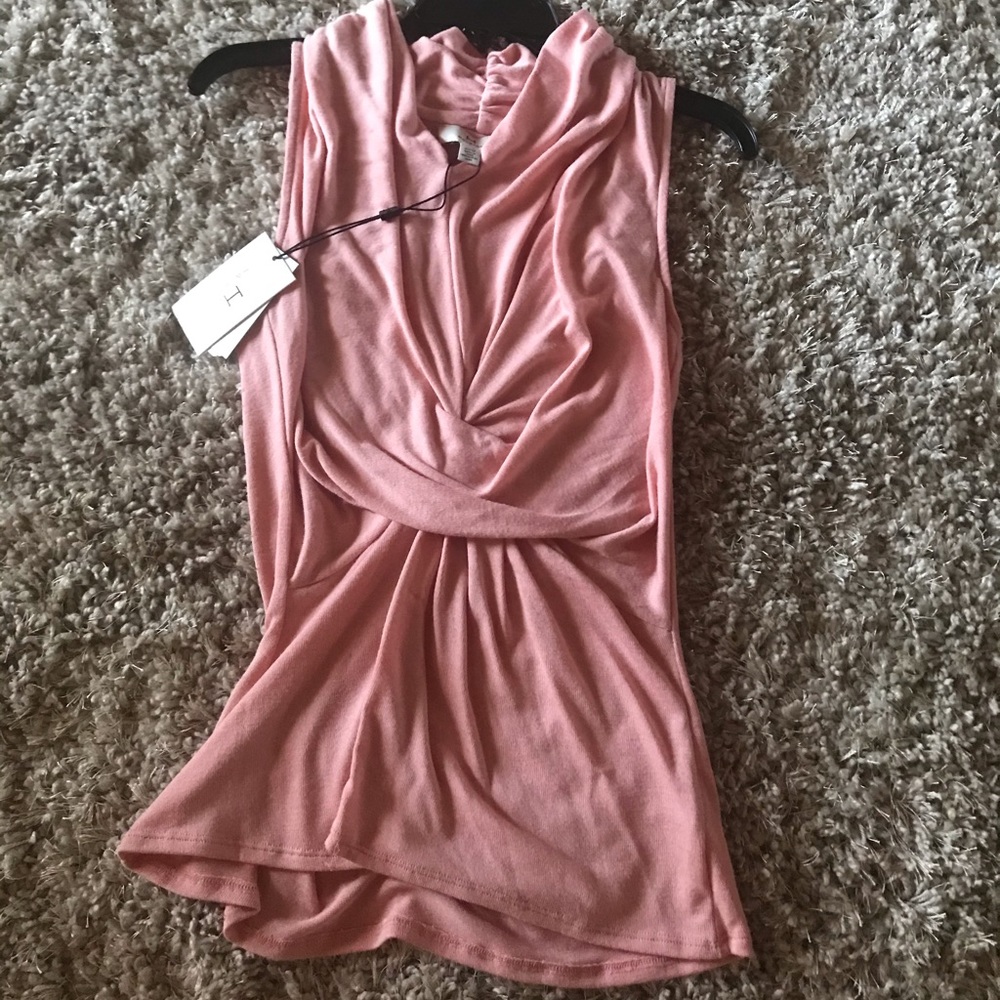 Salmon-colored Halston blouse, NWT